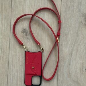 Bandolier Red Leather Phone Case with Strap